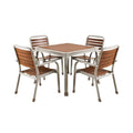 Outdoor Square Table and Chair Set with Wooden Accents