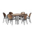 Modern Wooden Dining Set with Six Chairs