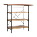 "Modern Industrial-style Wooden Bookshelf with Metal Frame"