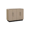 "Modern Beige Storage Cabinet with Ribbed Design"